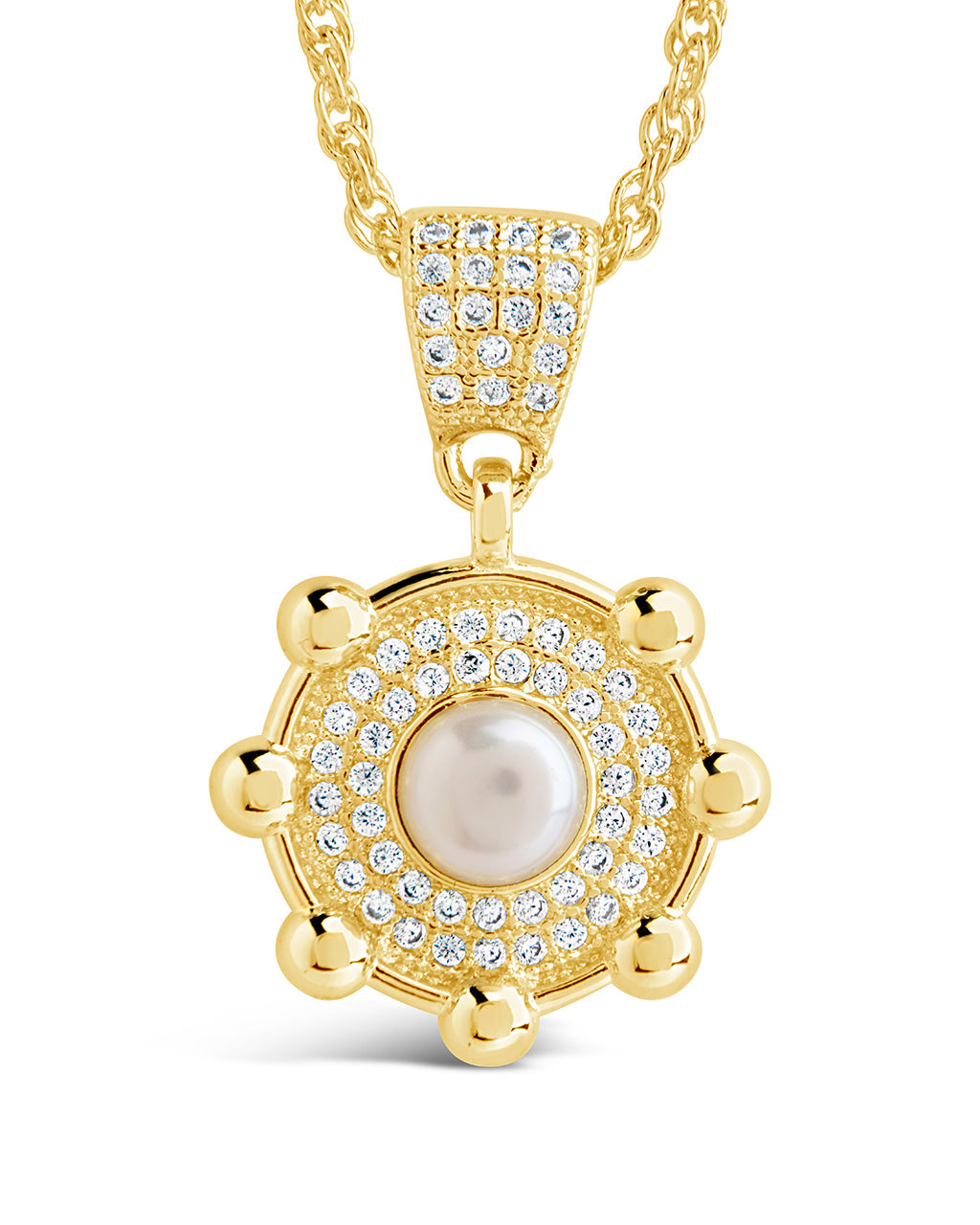 Etta CZ & Pearl Pendant Gold Necklace
