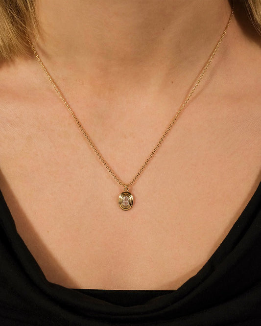 Betsy Oval CZ Pendant Gold Necklace