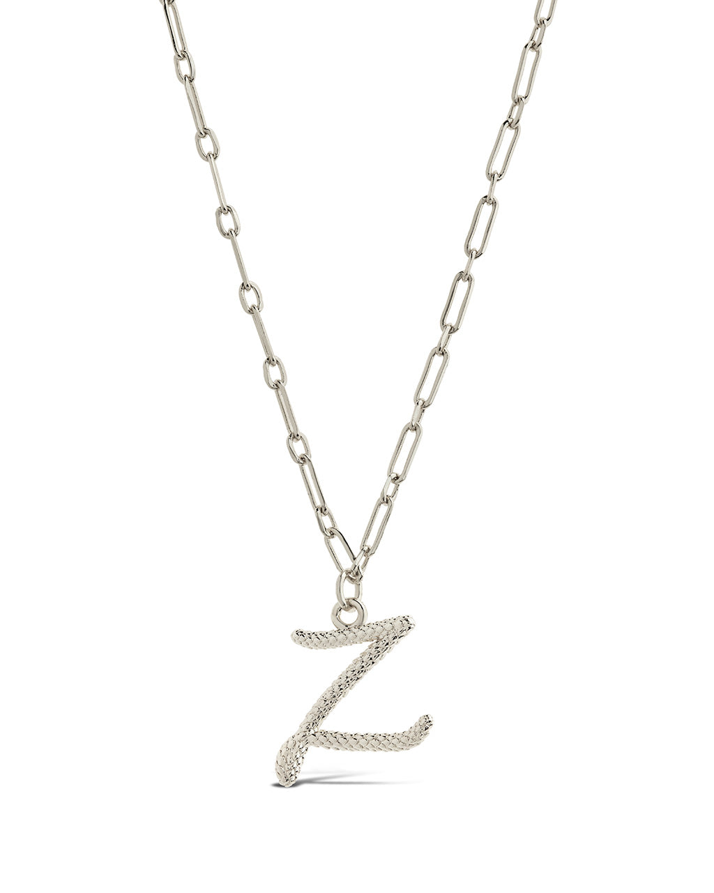 Textured Initial Charm Pendant Gold Necklace
