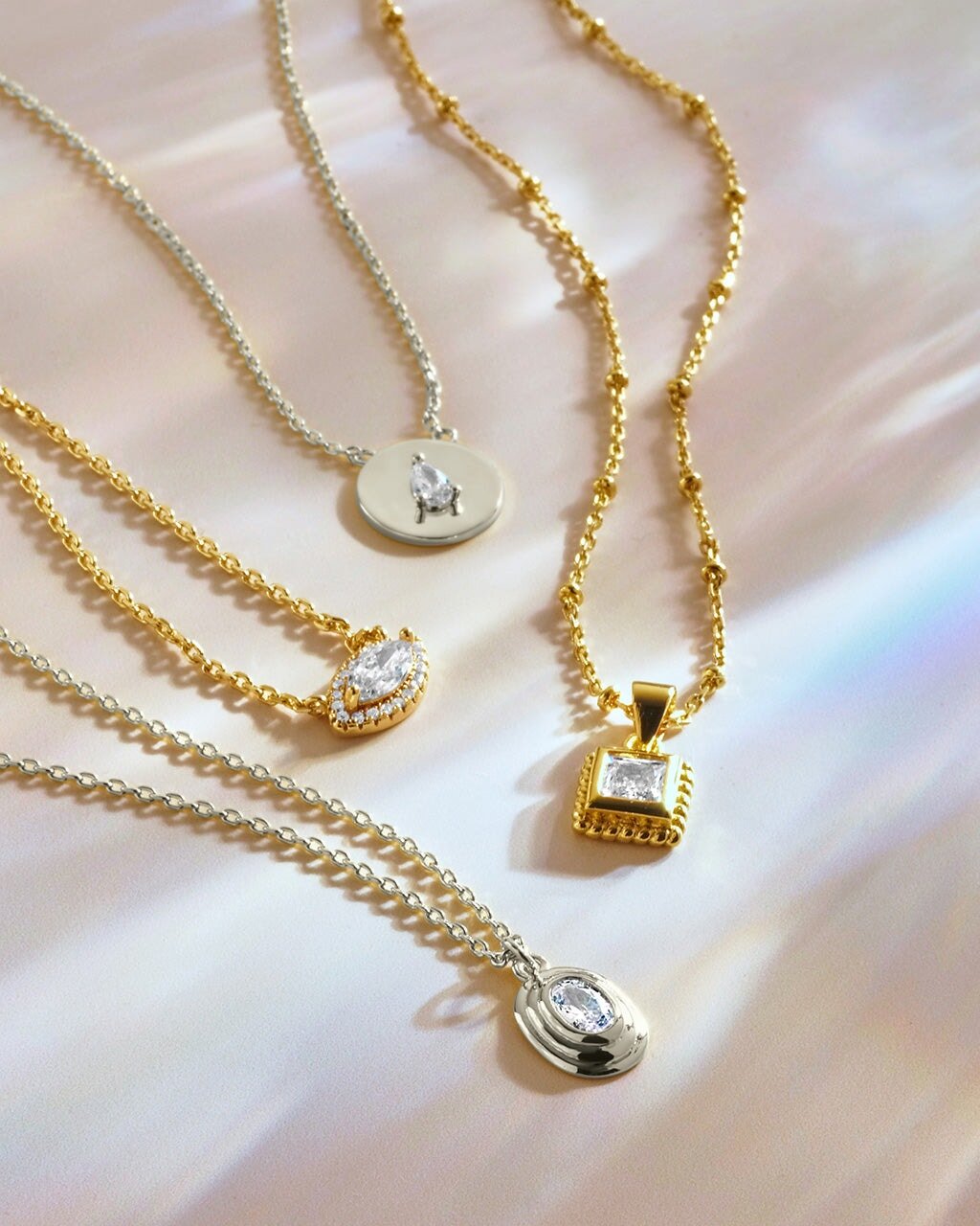Betsy Oval CZ Pendant Gold Necklace