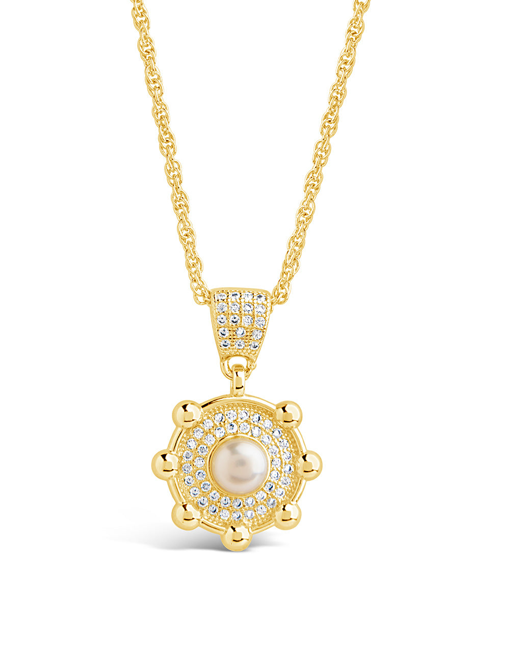 Etta CZ & Pearl Pendant Gold Necklace