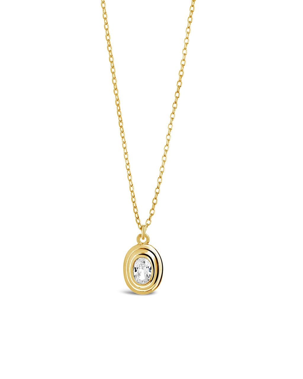 Betsy Oval CZ Pendant Gold Necklace