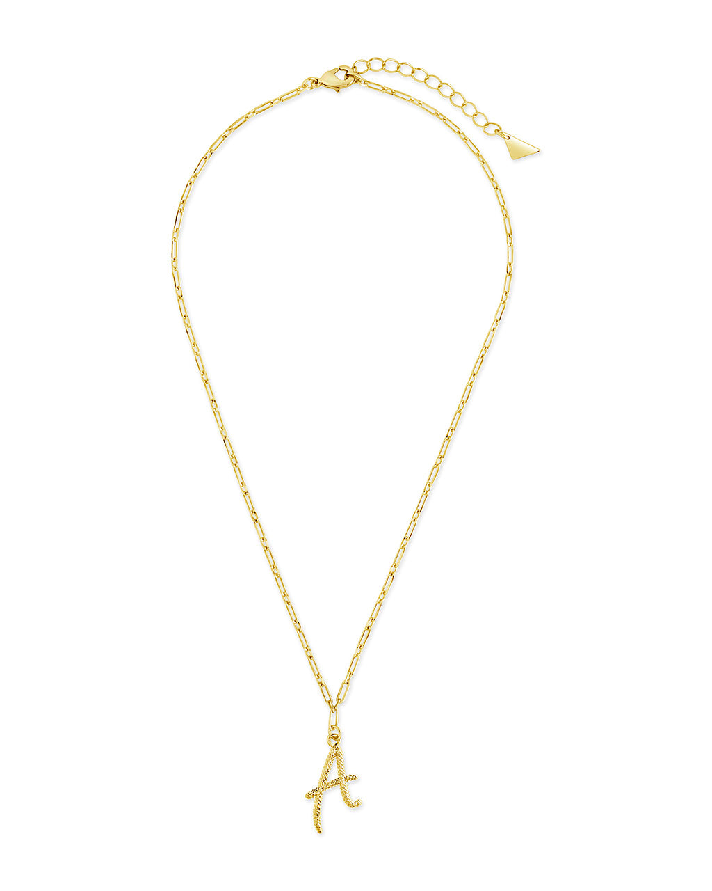 Textured Initial Charm Pendant Gold Necklace