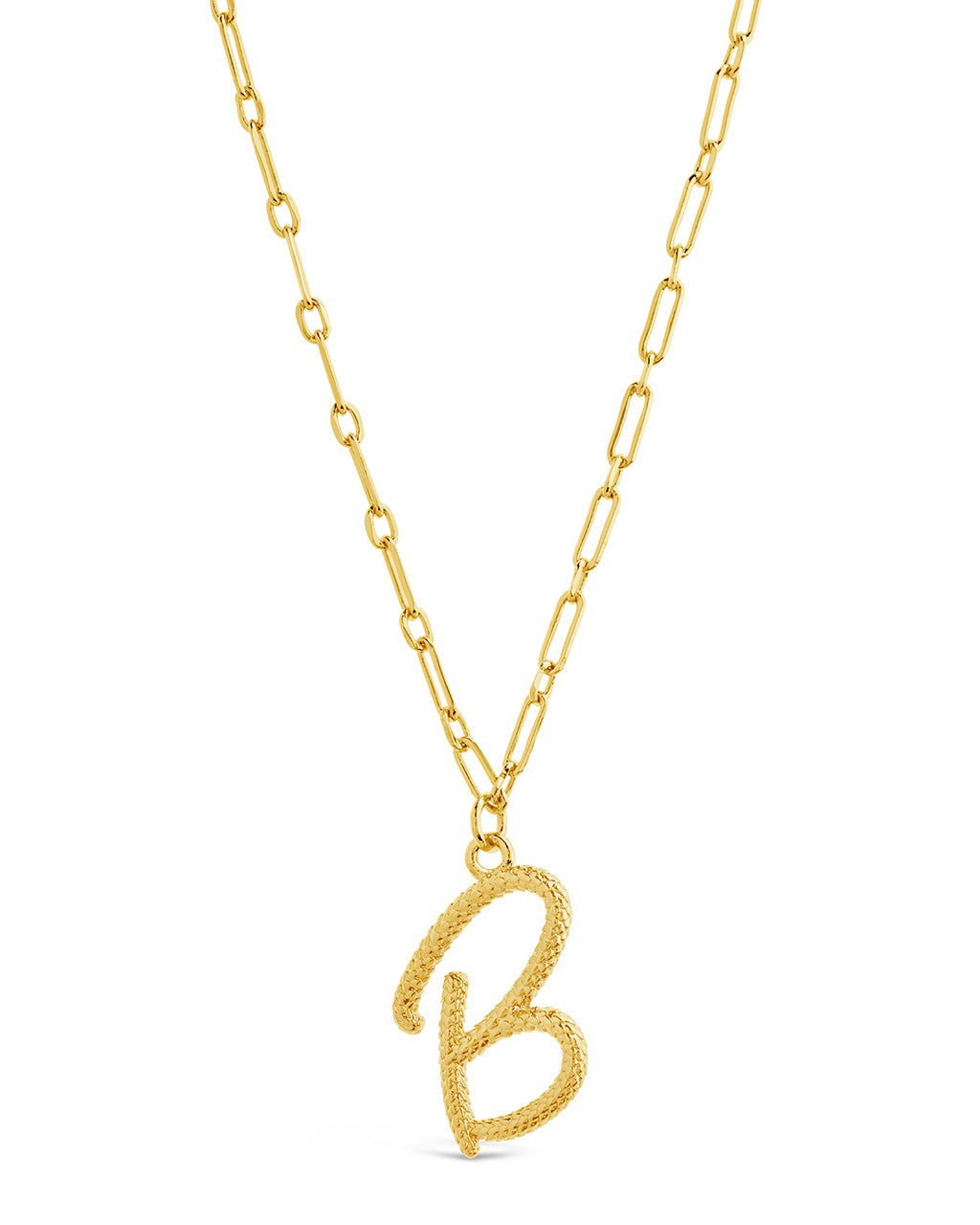 Textured Initial Charm Pendant Gold Necklace