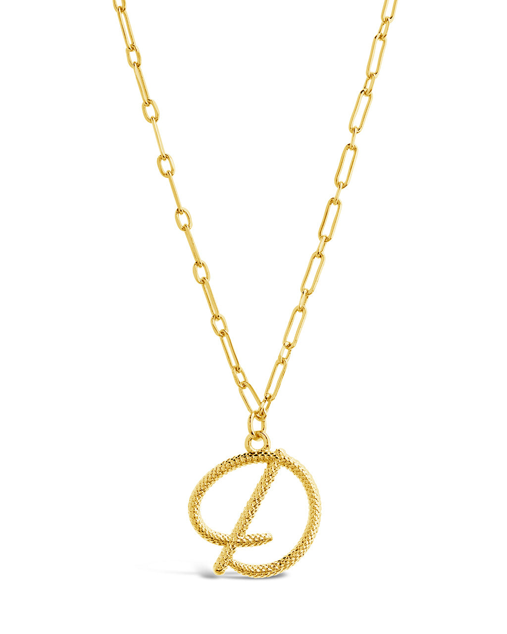 Textured Initial Charm Pendant Gold Necklace