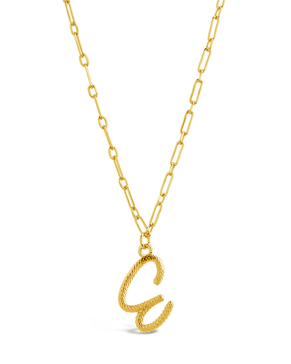 Textured Initial Charm Pendant Gold Necklace