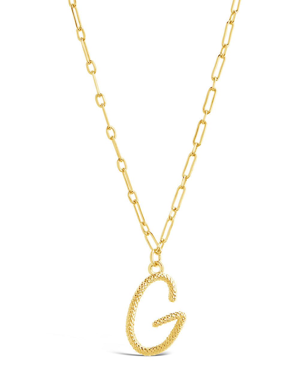 Textured Initial Charm Pendant Gold Necklace