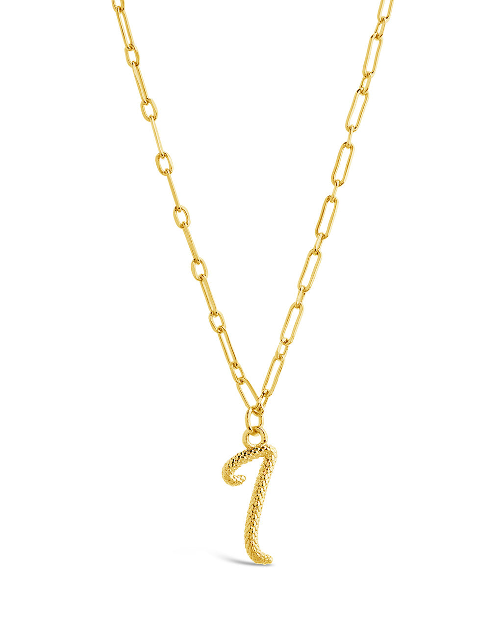 Textured Initial Charm Pendant Gold Necklace