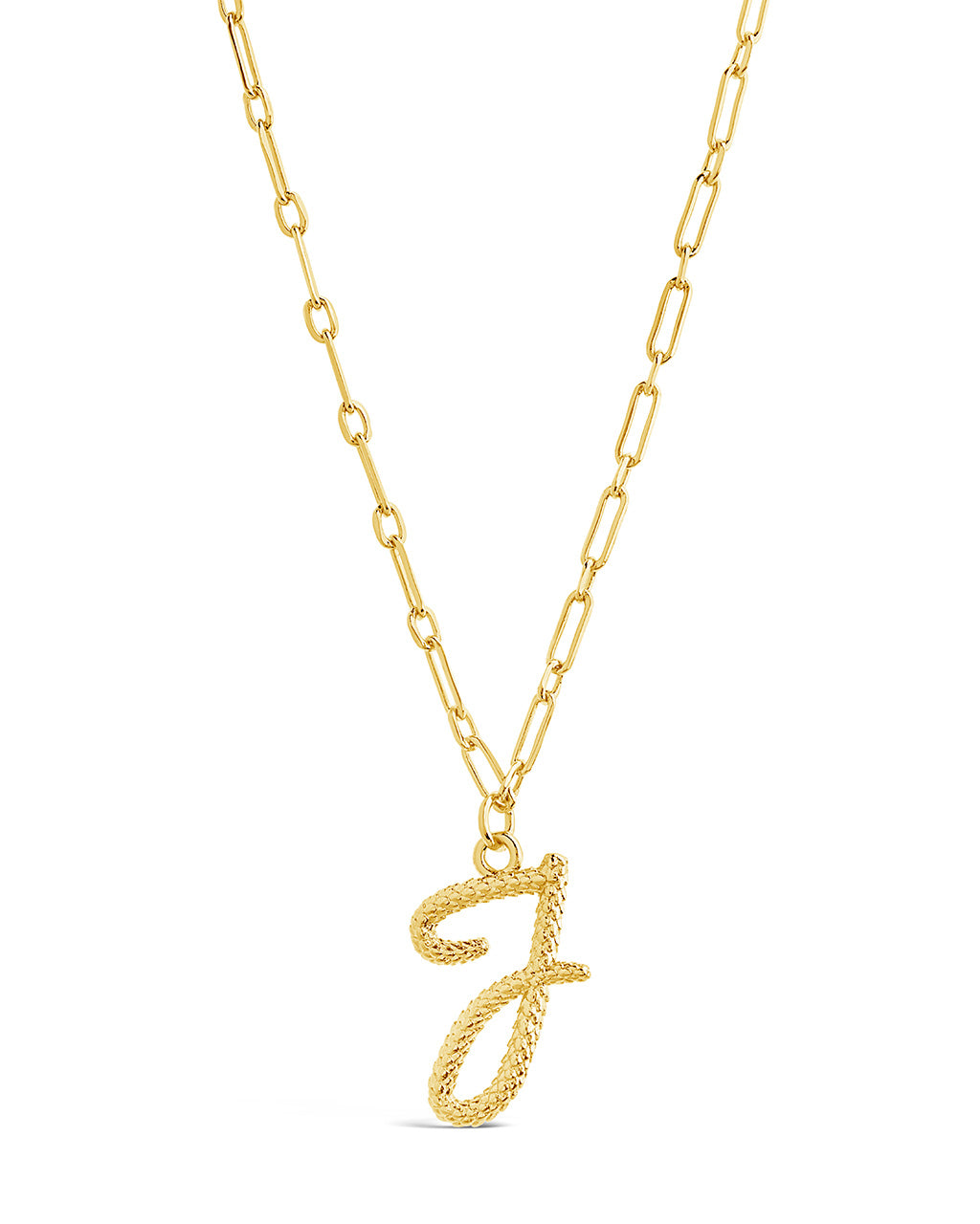 Textured Initial Charm Pendant Gold Necklace