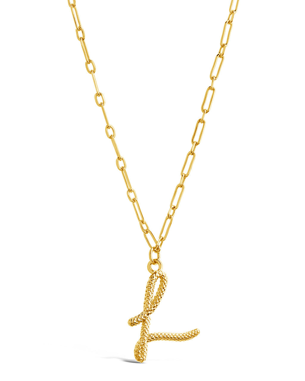Textured Initial Charm Pendant Gold Necklace