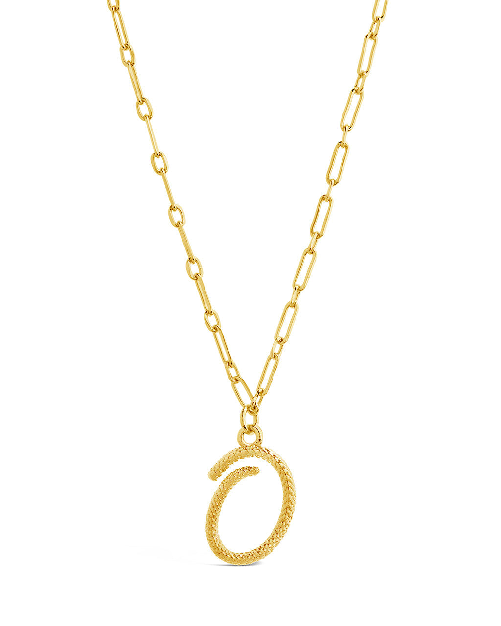 Textured Initial Charm Pendant Gold Necklace