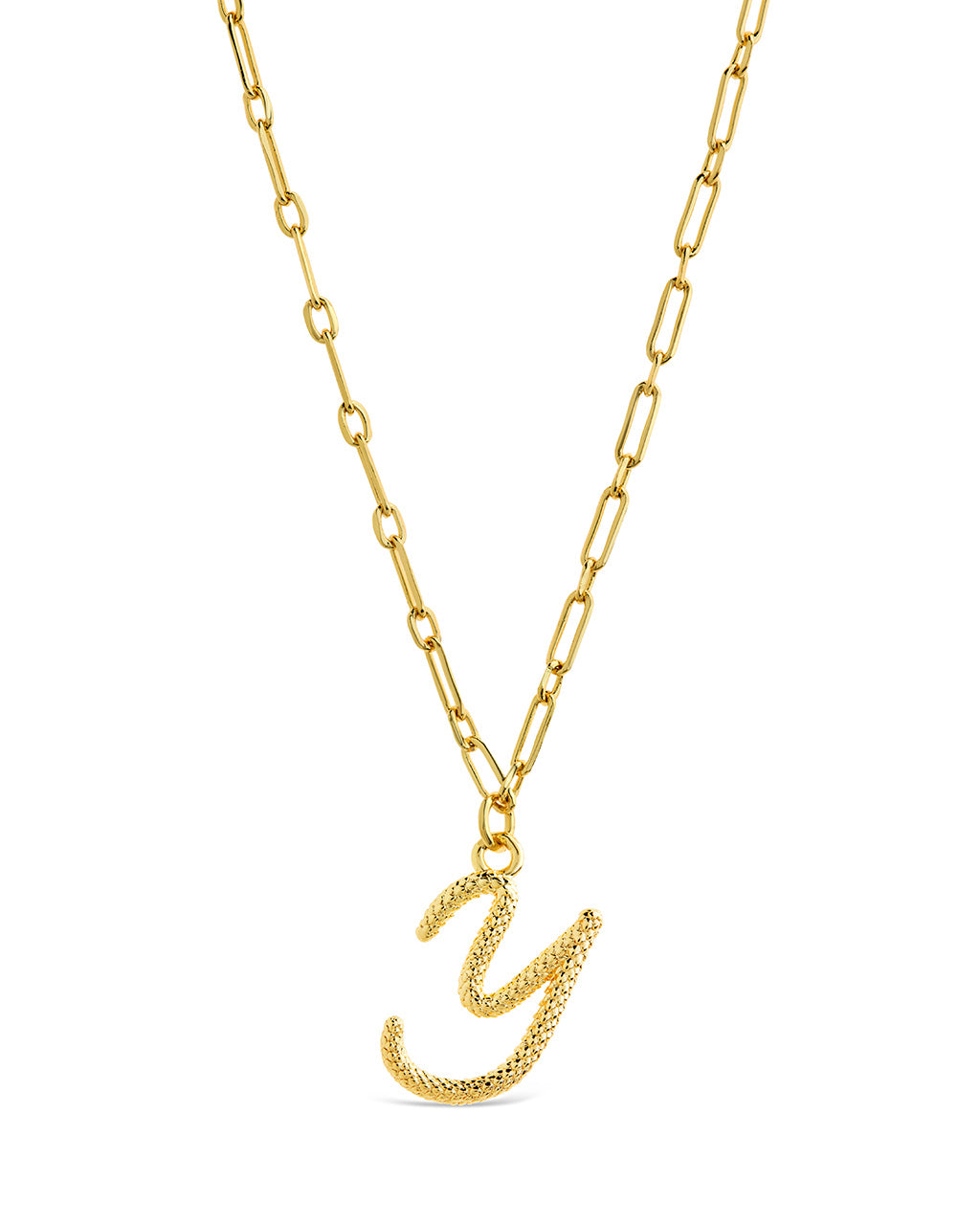 Textured Initial Charm Pendant Gold Necklace