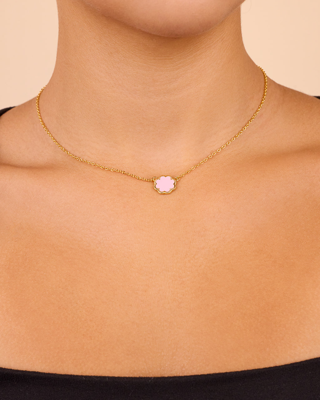 Rose Petal Pendant Gold Necklace