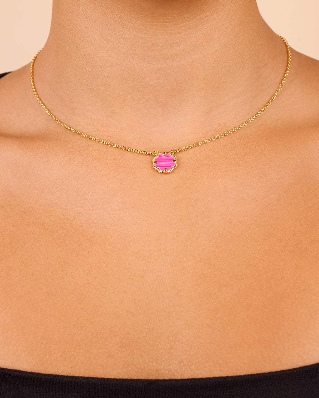 Rose Petal Pendant Gold Necklace