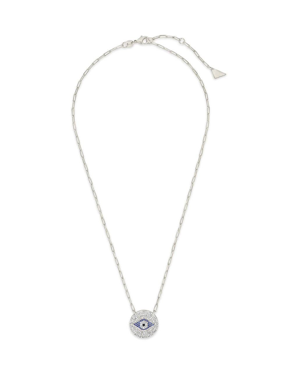 CZ Evil Eye Disk Pendant Gold Necklace