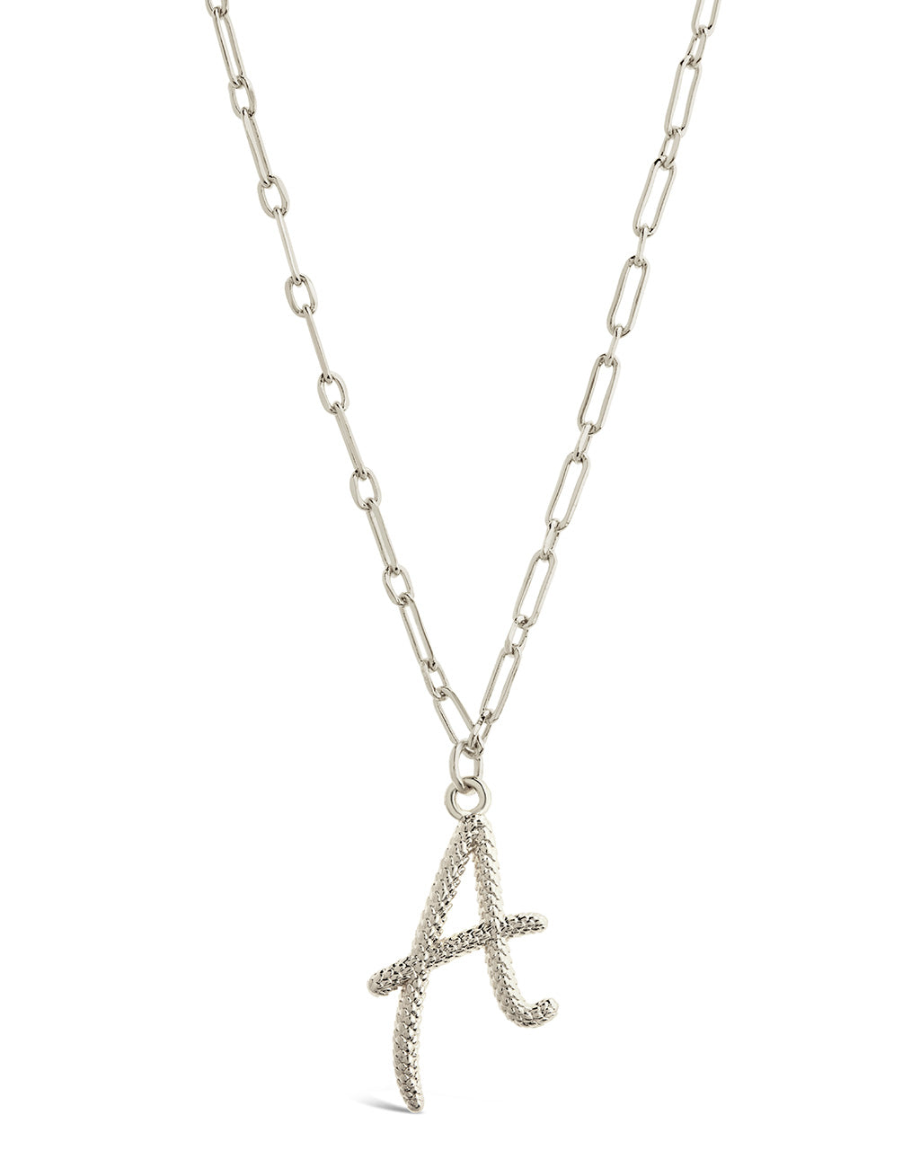 Textured Initial Charm Pendant Gold Necklace