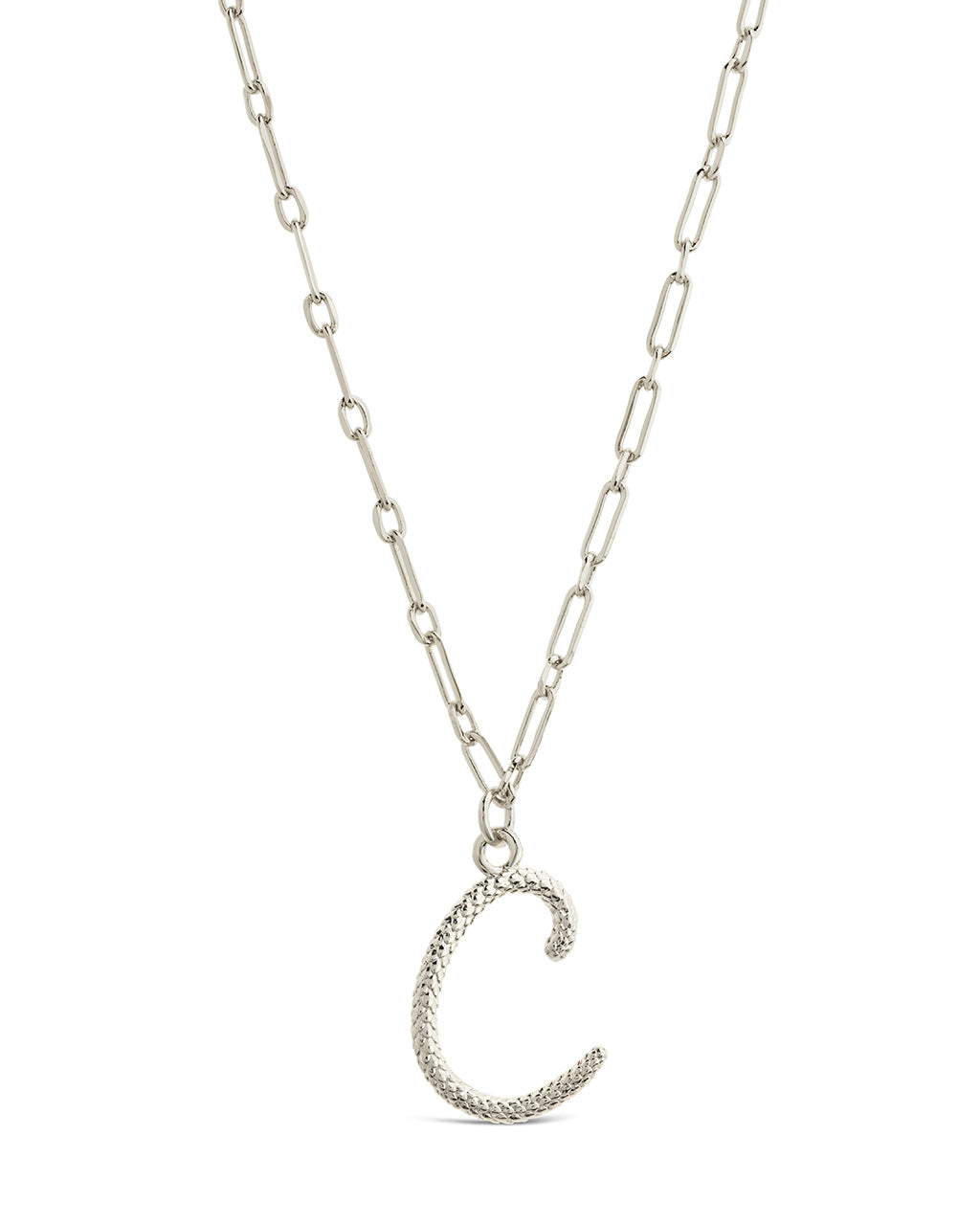 Textured Initial Charm Pendant Gold Necklace