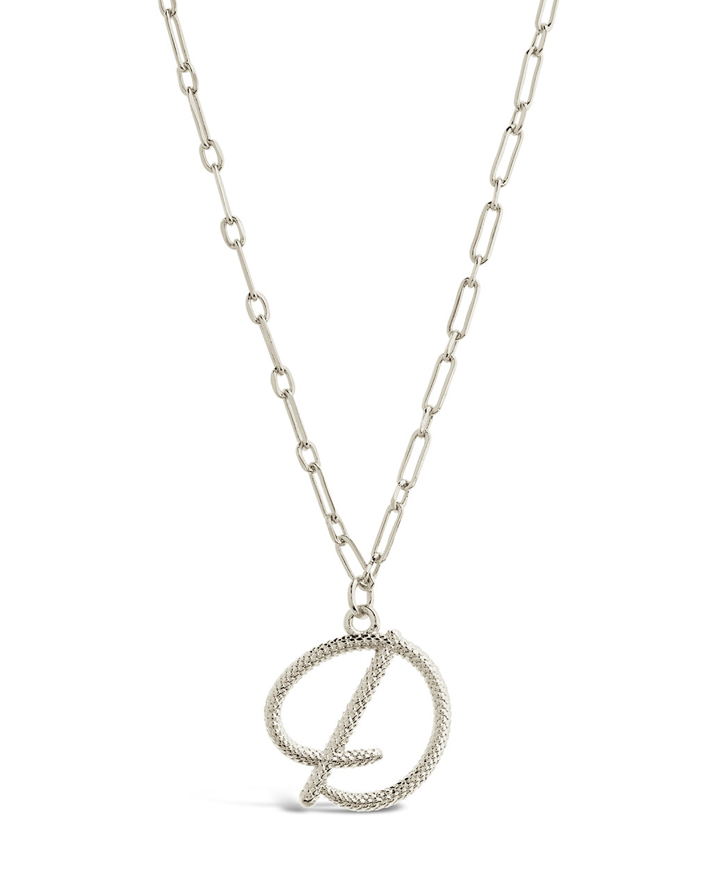 Textured Initial Charm Pendant Gold Necklace