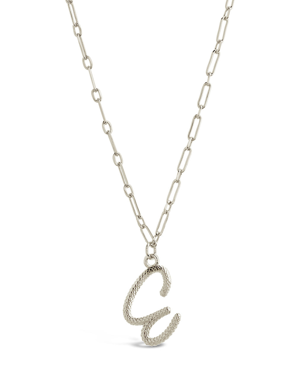 Textured Initial Charm Pendant Gold Necklace