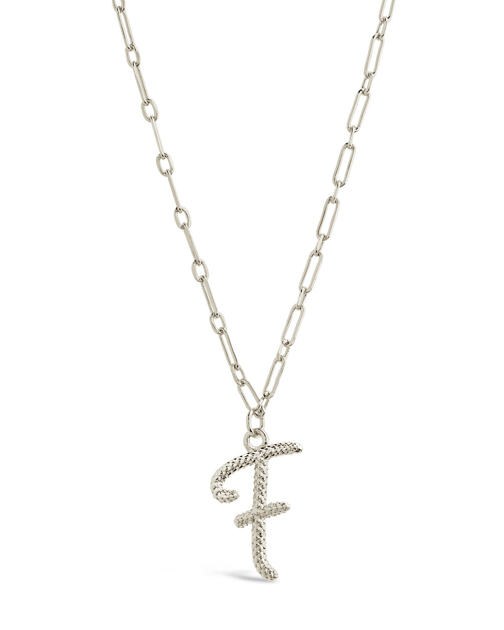 Textured Initial Charm Pendant Gold Necklace