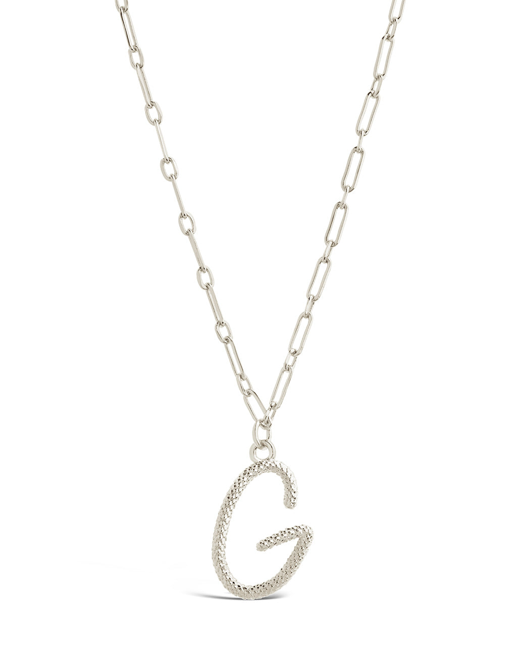 Textured Initial Charm Pendant Gold Necklace