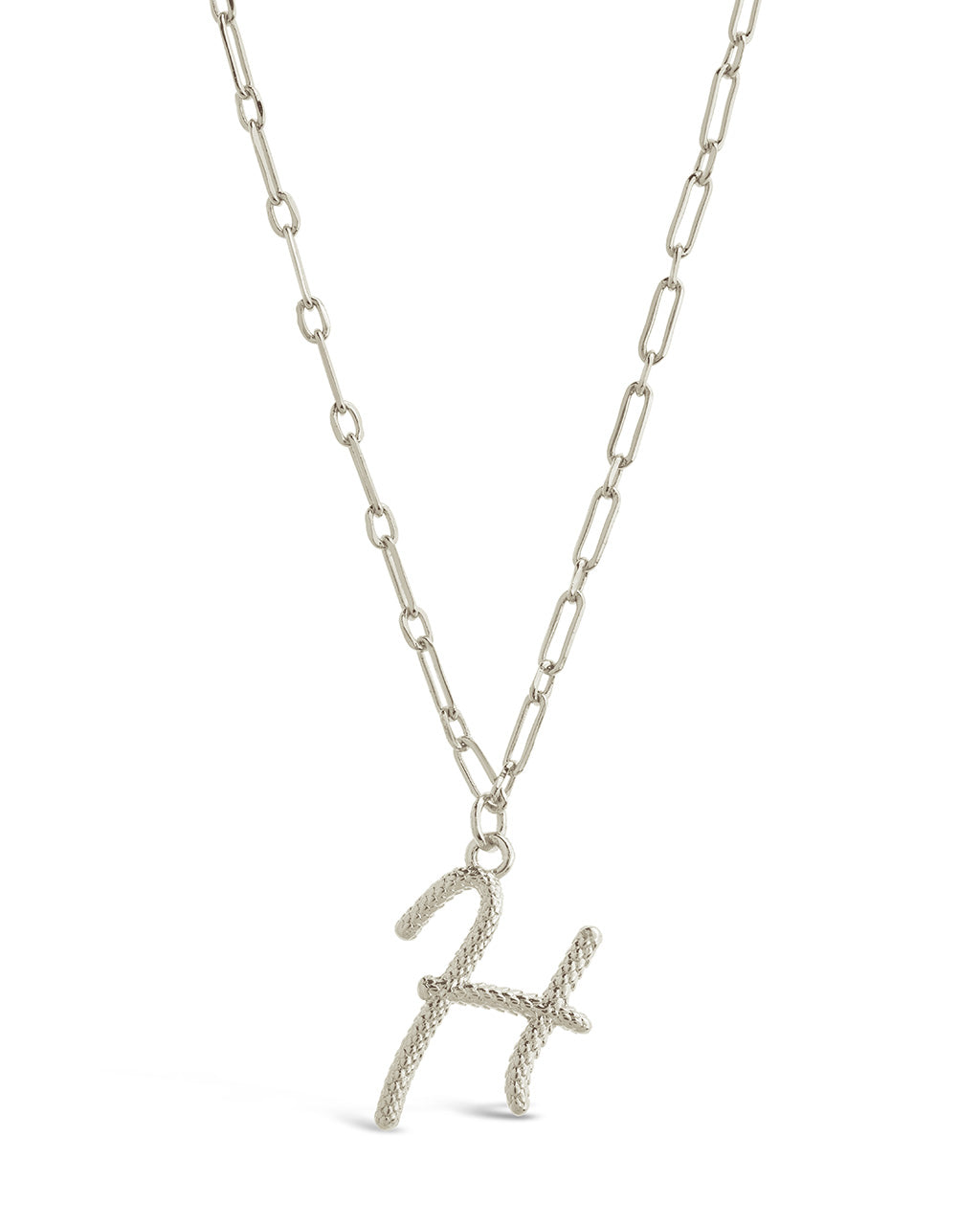 Textured Initial Charm Pendant Gold Necklace
