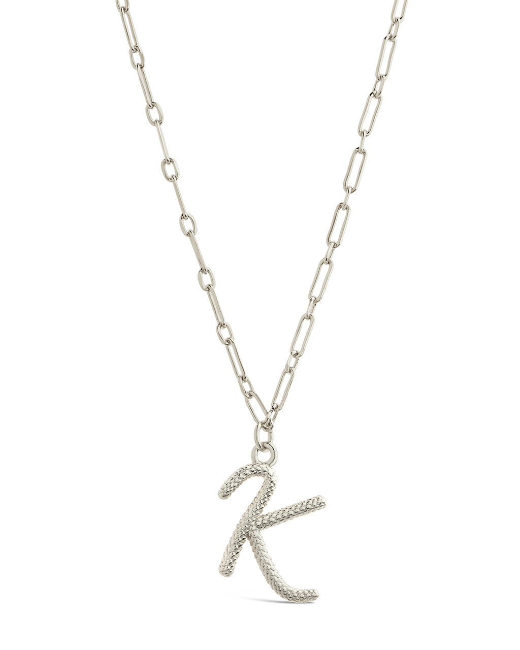 Textured Initial Charm Pendant Gold Necklace