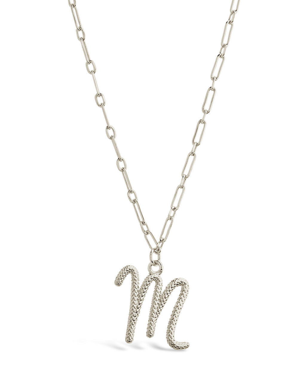 Textured Initial Charm Pendant Gold Necklace
