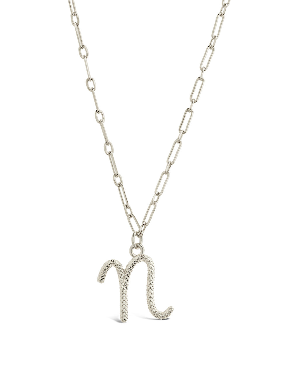Textured Initial Charm Pendant Gold Necklace