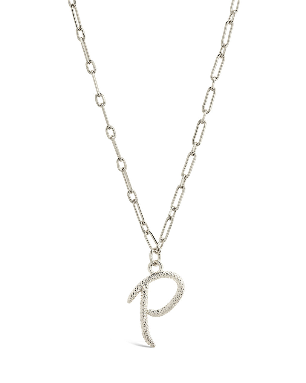Textured Initial Charm Pendant Gold Necklace