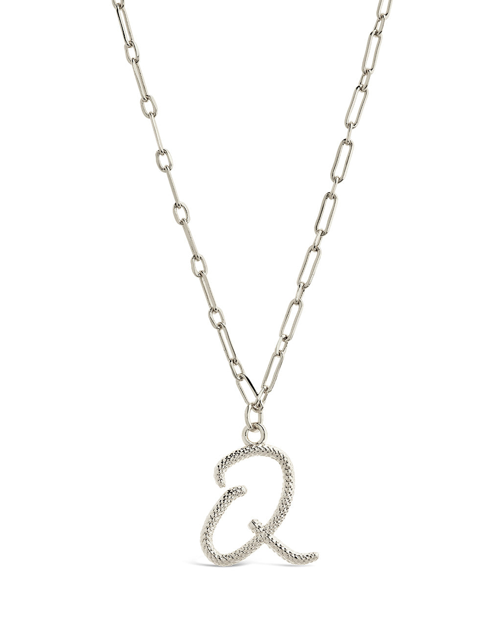 Textured Initial Charm Pendant Gold Necklace