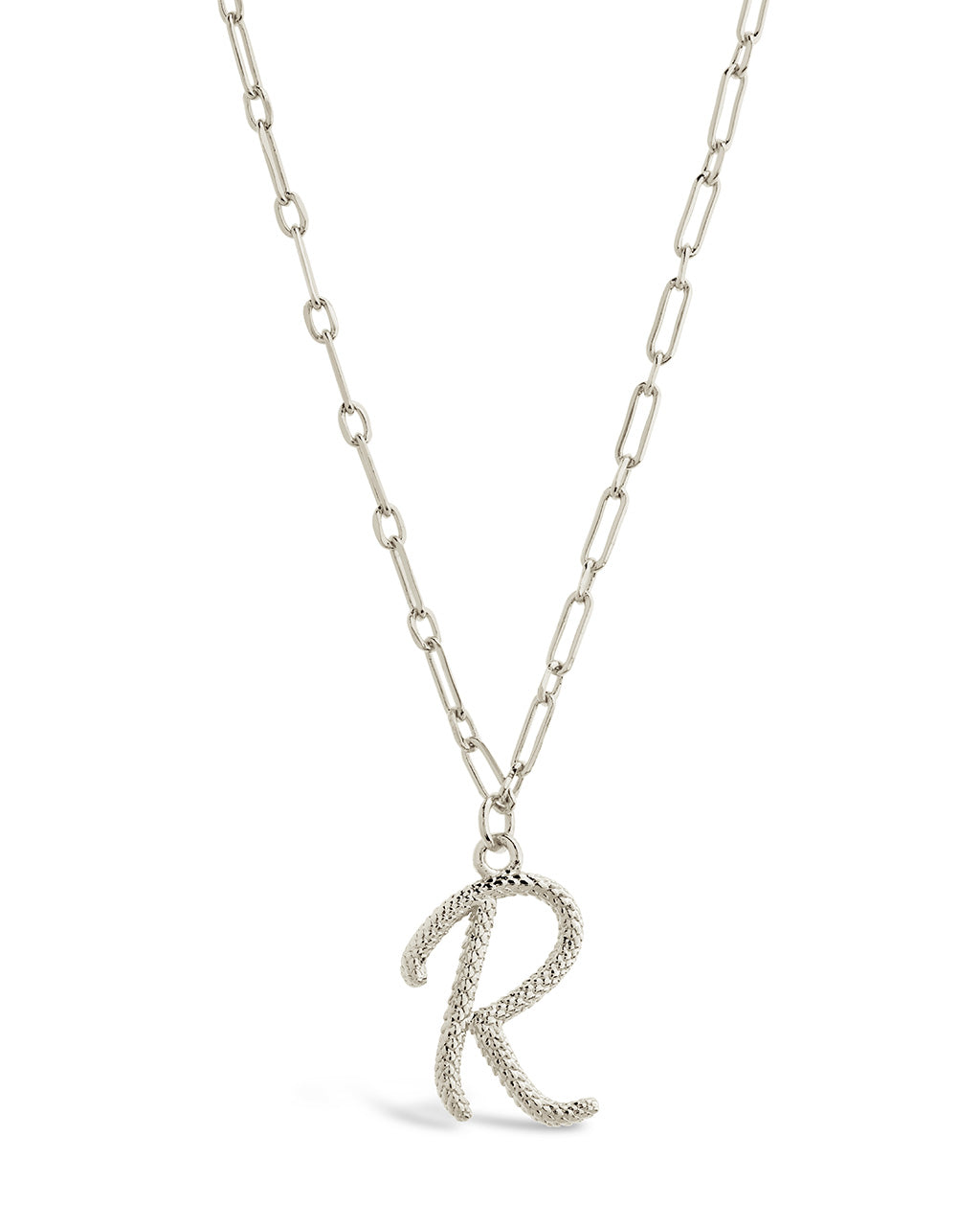 Textured Initial Charm Pendant Gold Necklace
