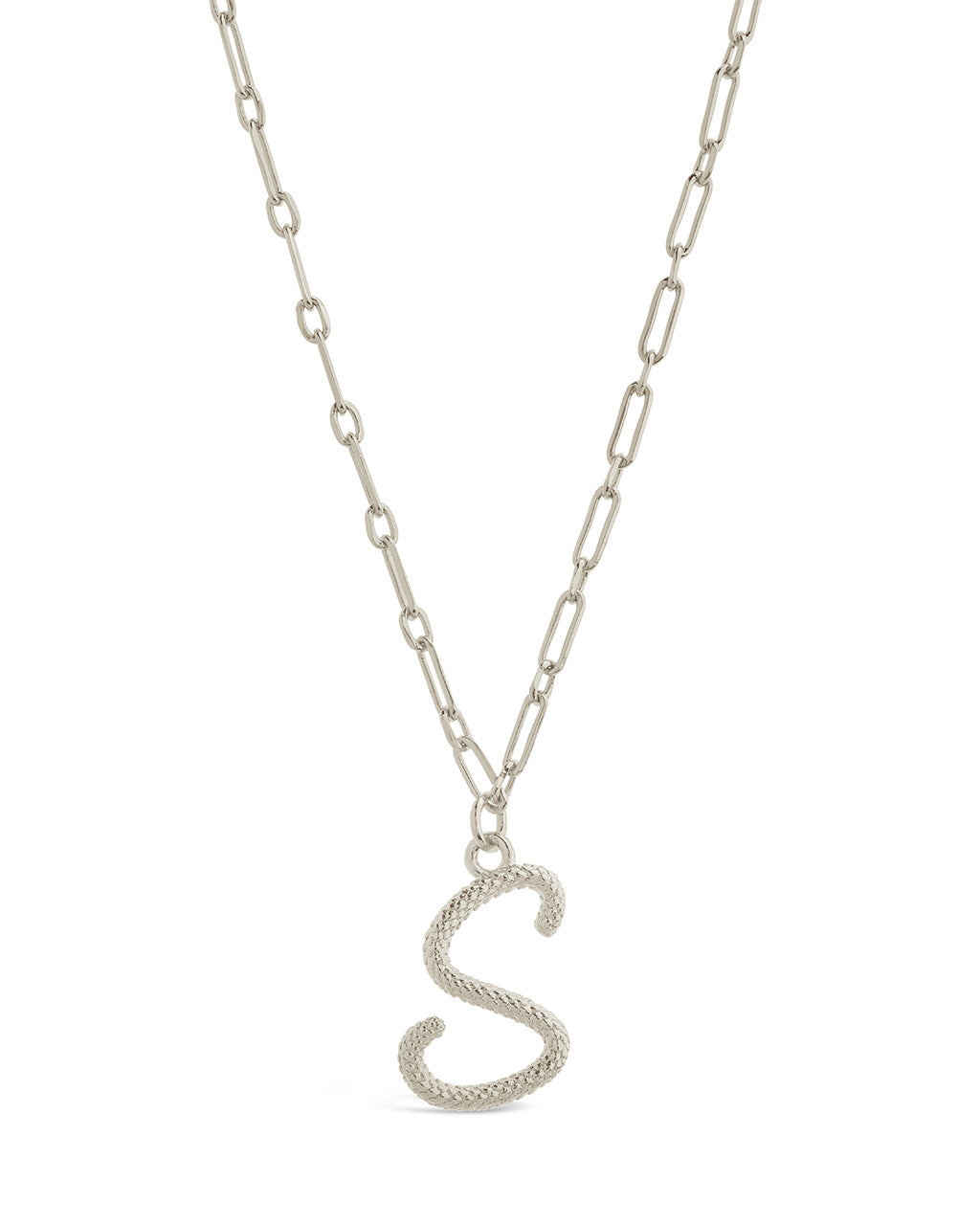 Textured Initial Charm Pendant Gold Necklace