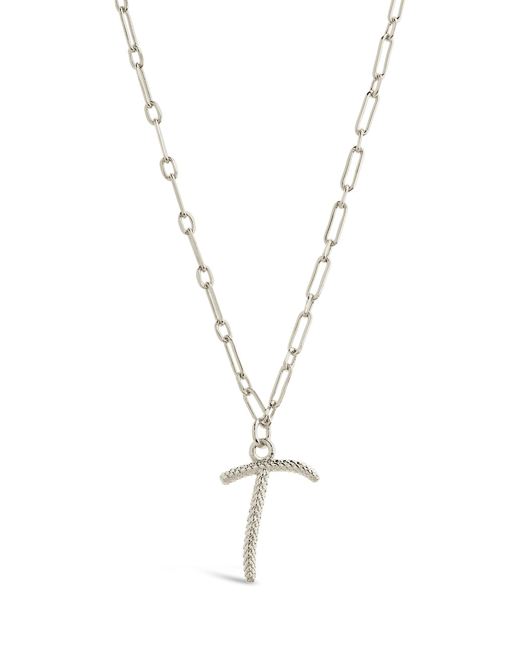Textured Initial Charm Pendant Gold Necklace