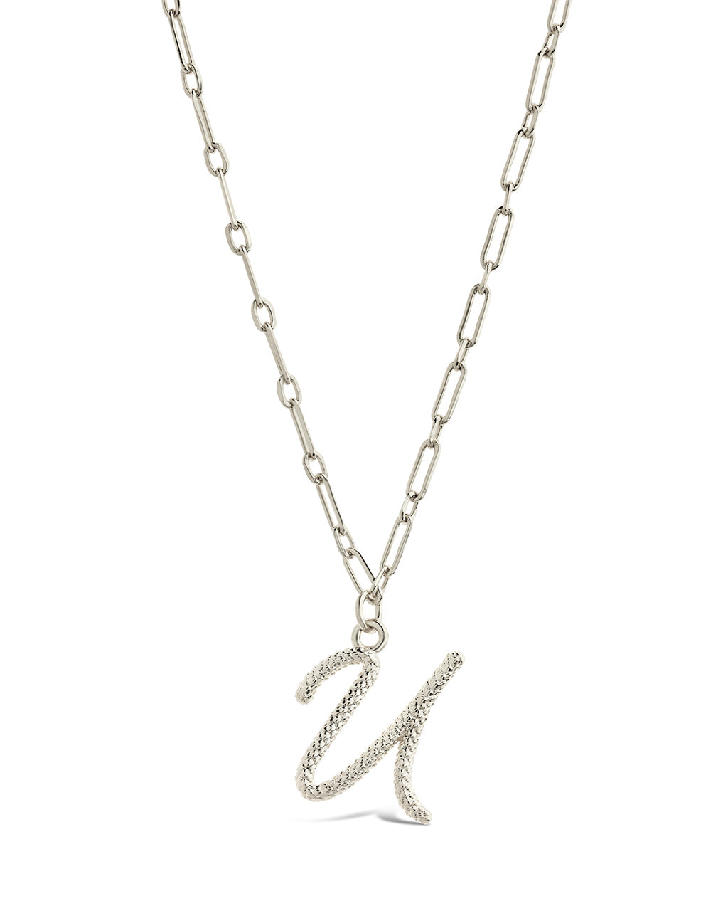 Textured Initial Charm Pendant Gold Necklace