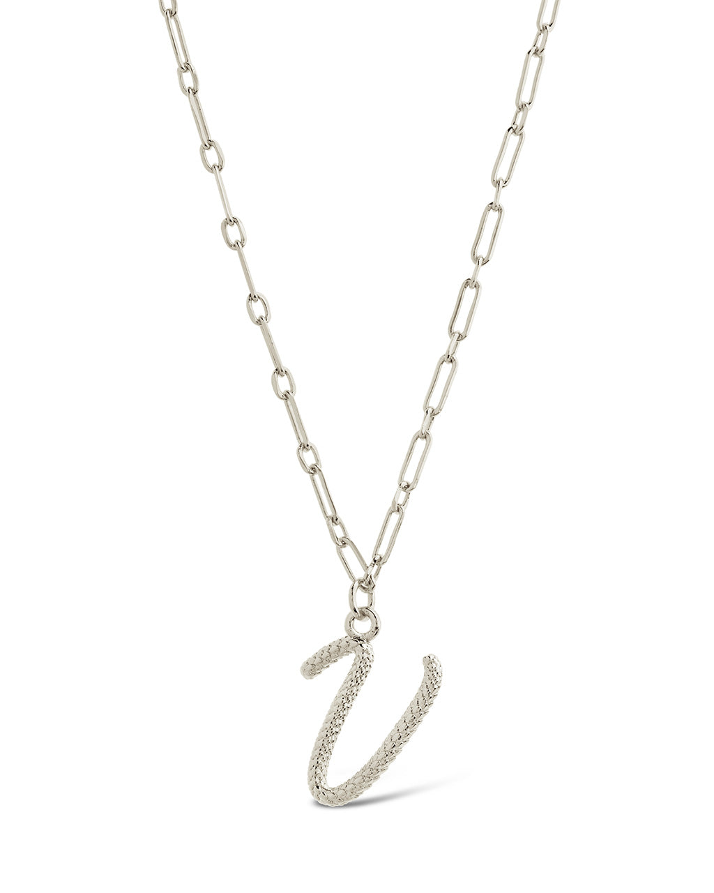 Textured Initial Charm Pendant Gold Necklace