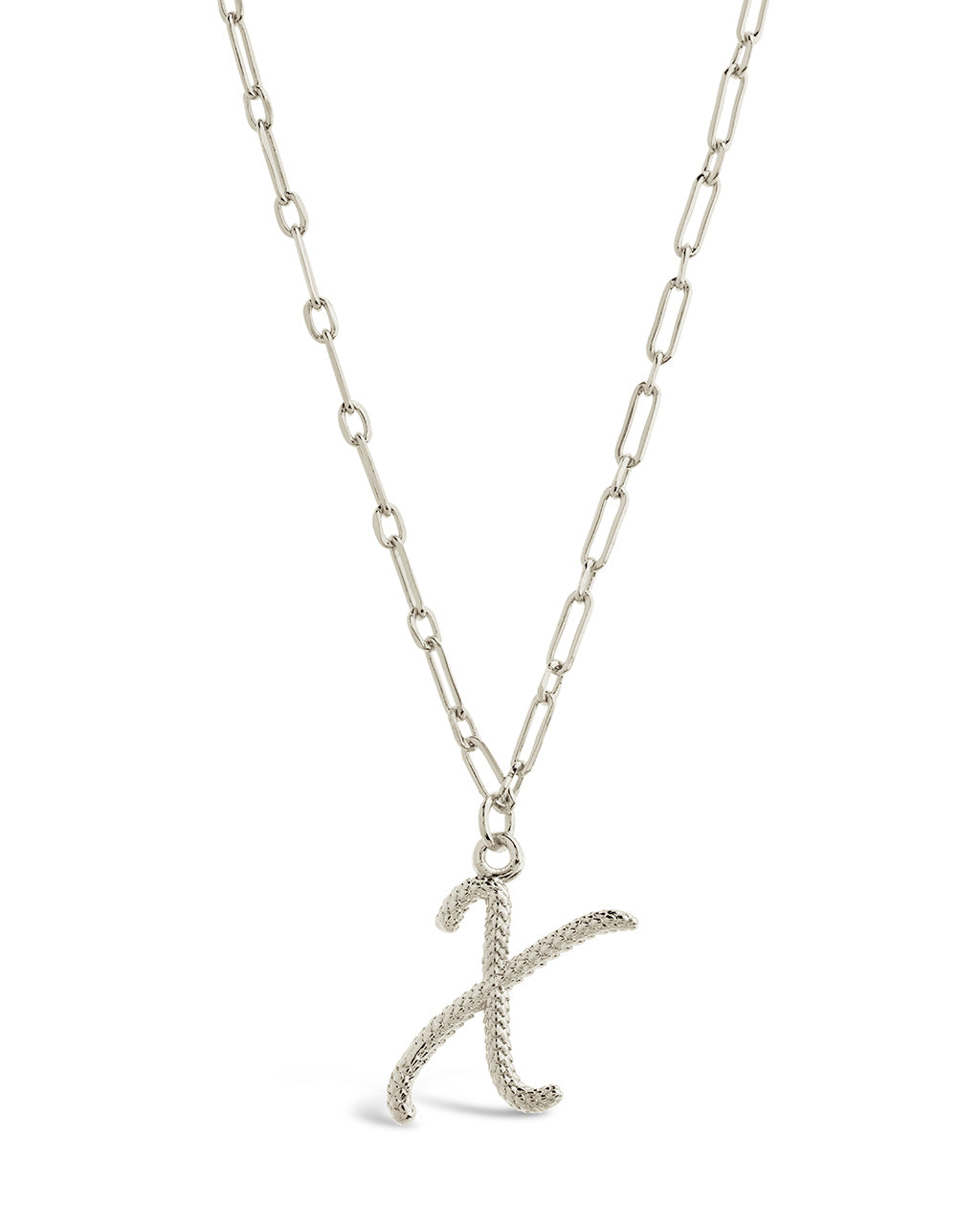 Textured Initial Charm Pendant Gold Necklace