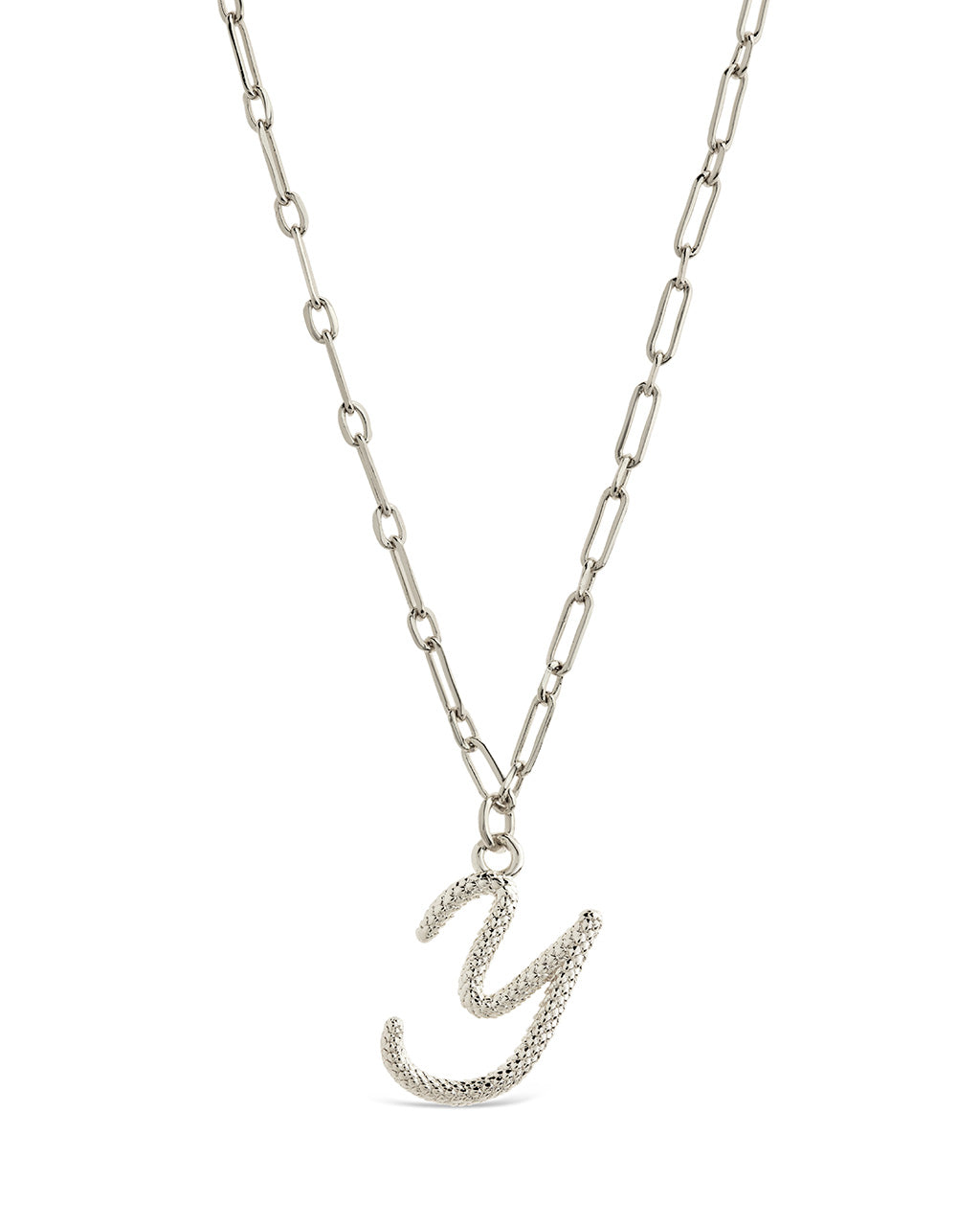 Textured Initial Charm Pendant Gold Necklace