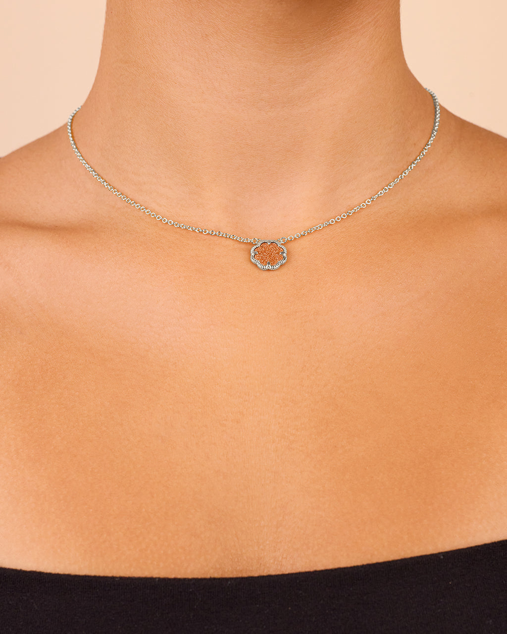 Rose Petal Pendant Gold Necklace